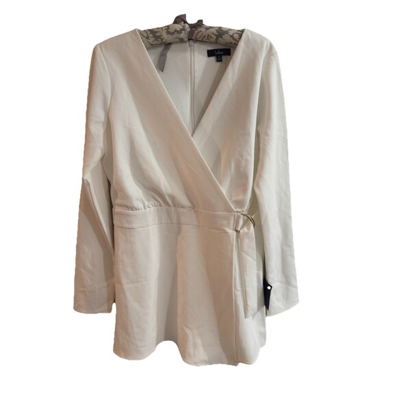 Lulu’s Long Sleeve White Faux-Wrap Belted Skort Romper Size XL NEW Bridal Shower - Picture 4 of 8